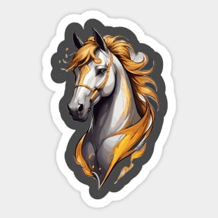 Race Horse Head with a Golden Mane Sticker